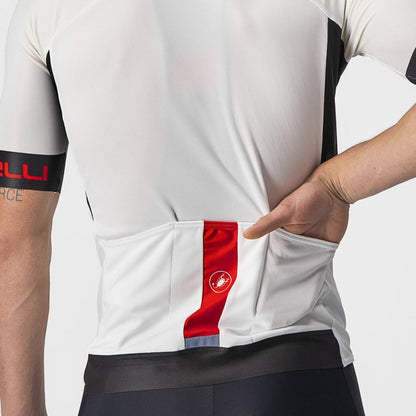 CASTELLI ENTRATA VI JERSEY IVORY & LIGHT BLACK-RED