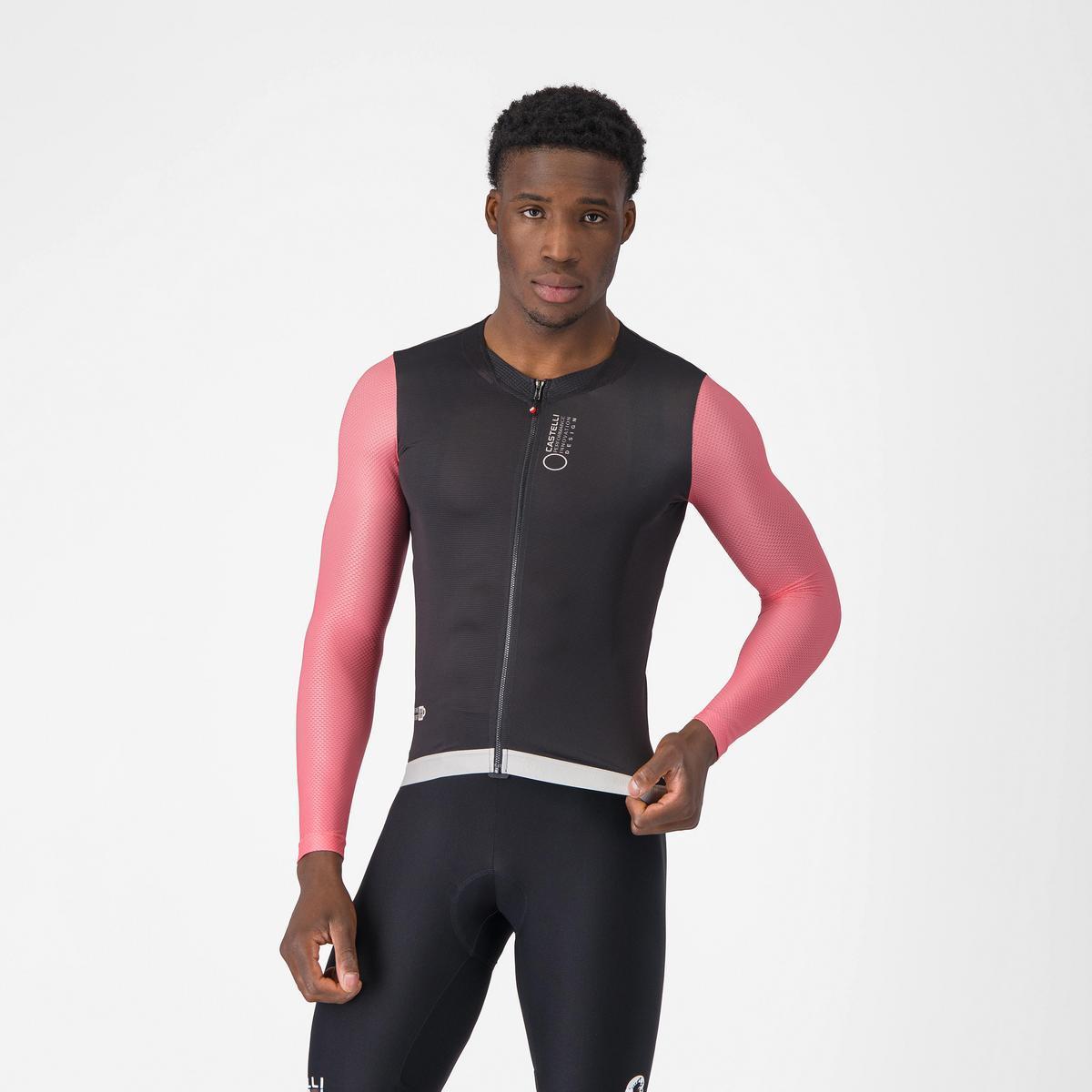 CASTELLI CORRETTO LS JERSEY BLACK/ROSA GIRO-SILVER MOON
