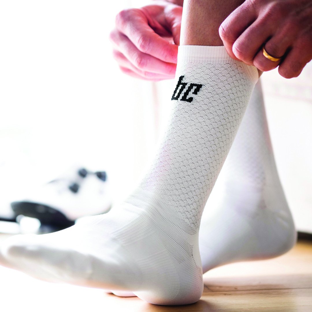 BONT PRO SOCK WHITE WITH BLACK LOGO