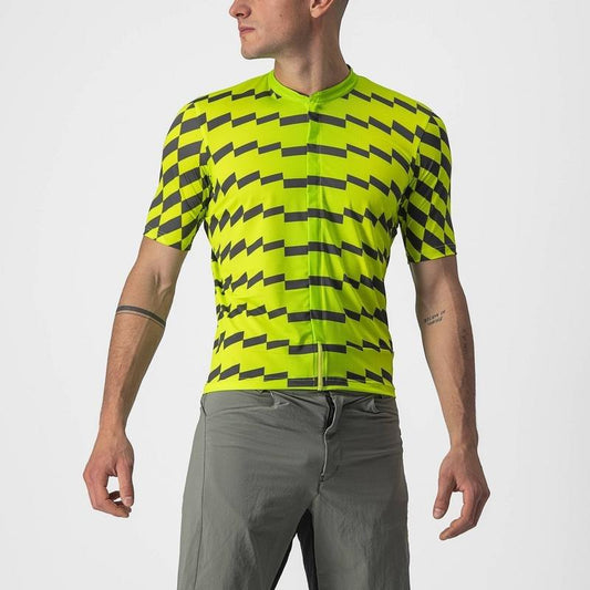 CASTELLI UNLTD STERRATO JERSEY ELECTRIC LIME/DARK GREY M