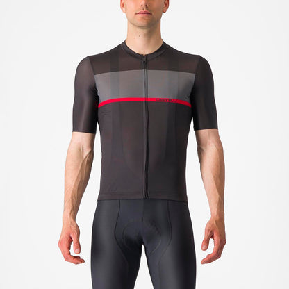 CASTELLI TRADIZIONE JERSEY LIGHT BLACK/DARK GRAY-RED